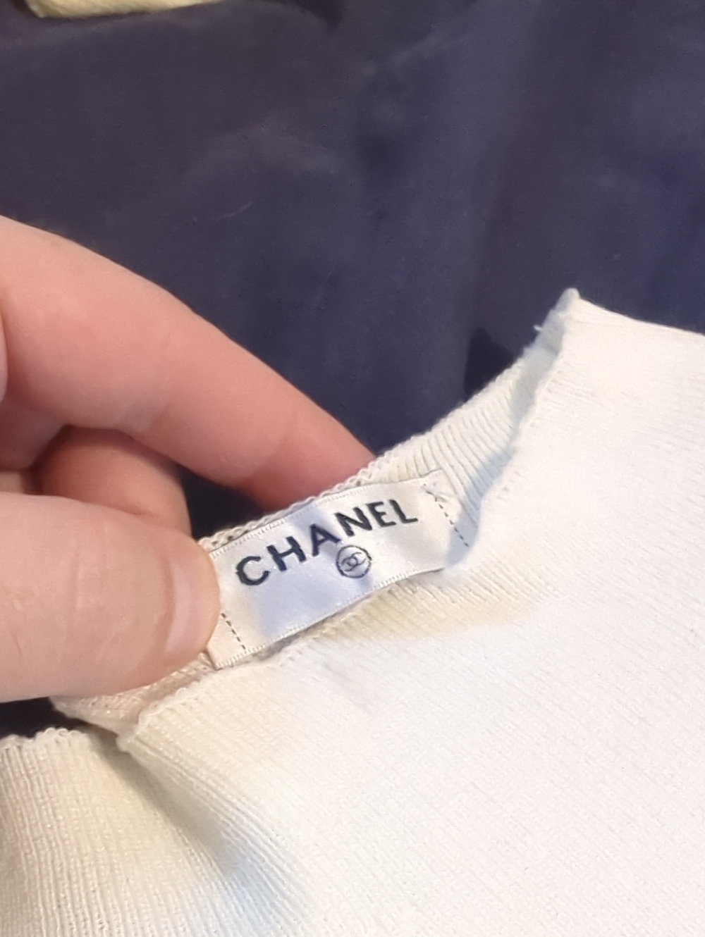 CHANEL Black and White Short Sleeve Knit Top Size XS - Picture 3 of 3